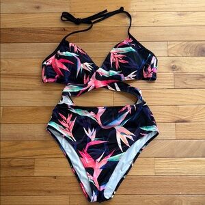 Tropical Print Cutout Swimsuit